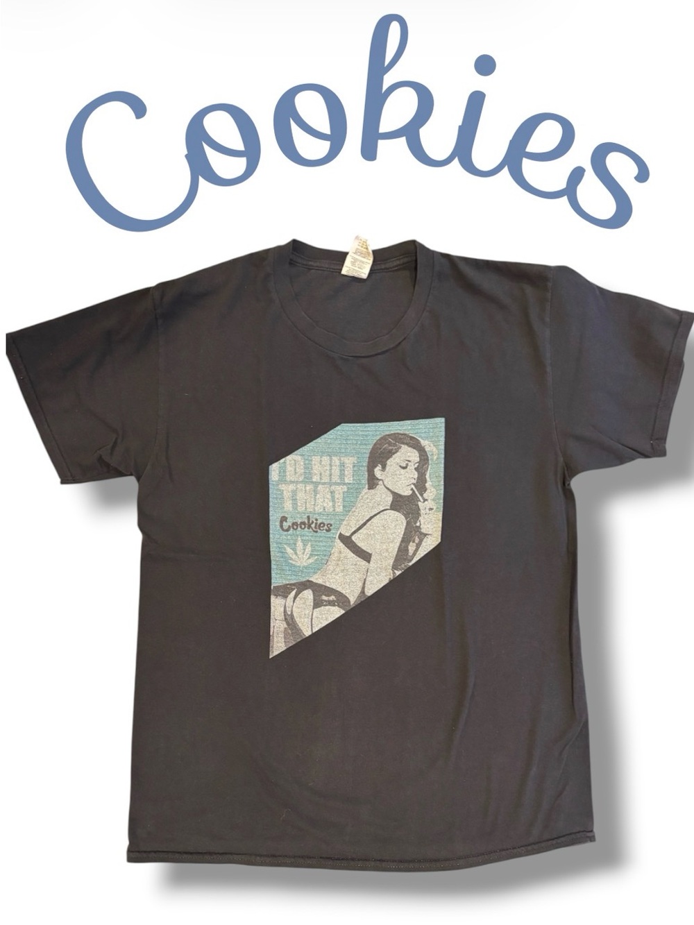 Cookies SF "I'd Hit That" Pin-Up Graphic Black T-Shirt Large